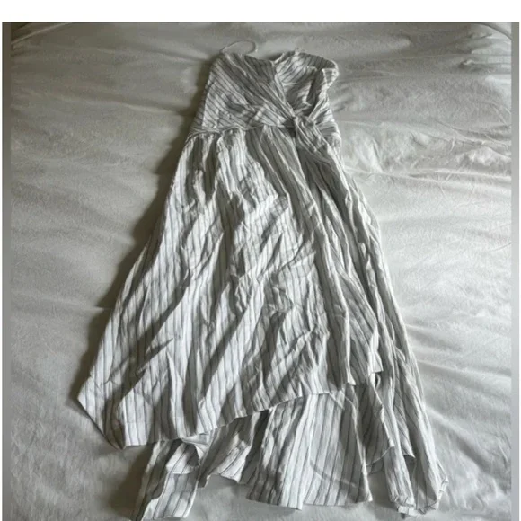 ✅Anthropologie Strapless Hanky-Hem Midi Dress White Black size XL - Picture 9 of 9